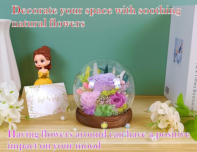 Valley of Rain & Forest Long-Lasting Real Flowers, Unique Floral Gift For you to send Love for All Occasions, for Indoor Decoration (Light-Purple Rose, Light-Pink & Purple-Pink Austin Roses)