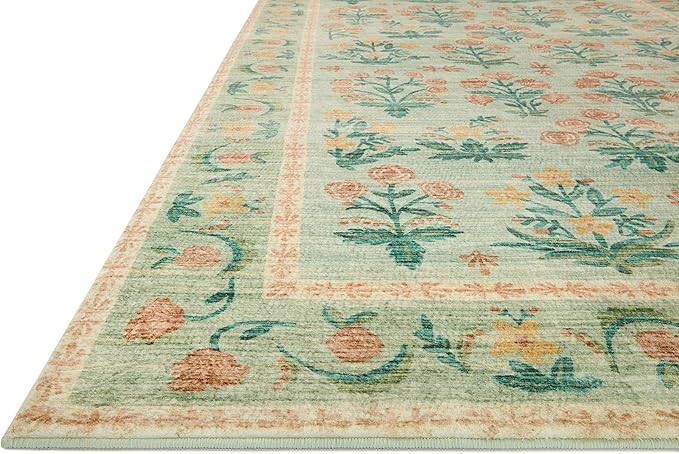 Loloi Rifle Paper Co. Eden Collection EDE-01 Mughal Rose Moss 2'-0" x 5'-0" Accent Rug feat. CloudPile™