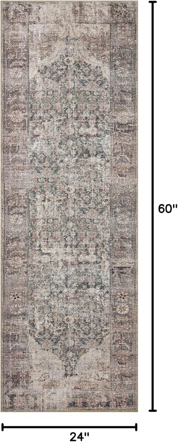 Loloi Amber Lewis Georgie Collection GER-08 Lagoon/Beige 2'-0" x 5'-0", .19" Pile Height, Accent Rug