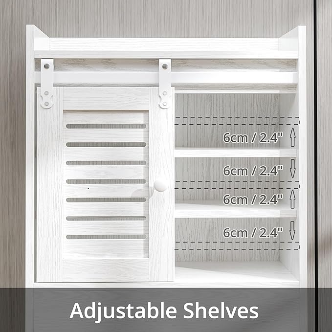IRONCK Over The Toilet Storage Rack with Cabinet and Drawer, 6 Tier Bathroom Organizer Shelves Space Saver with Adjustable Shelf, Sliding Door, Paper Hook, White