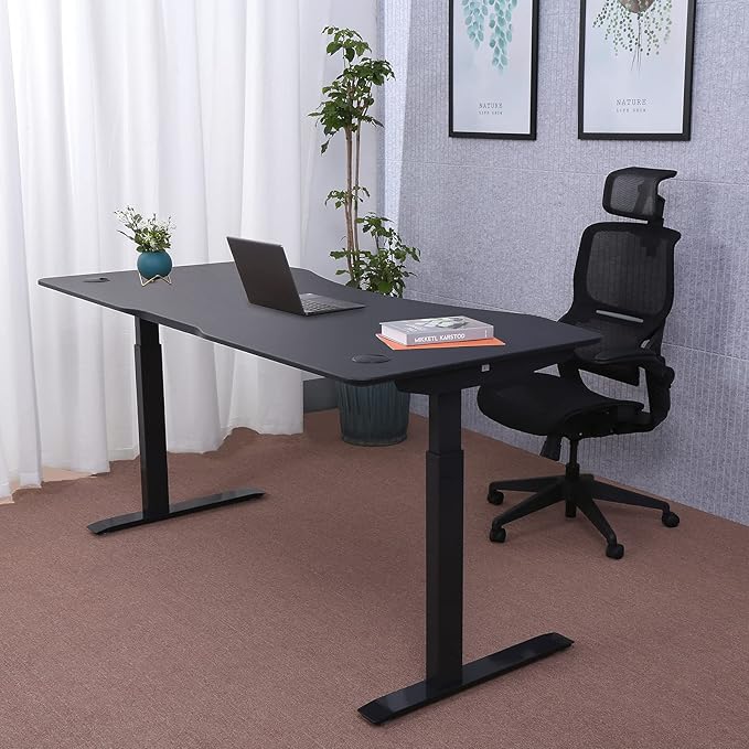 ApexDesk Elite Pro Series 60" x 27" Electric Height Adjustable Stand up Desk, Sit Stand Home Office Desk, Computer Desk - Curved Black