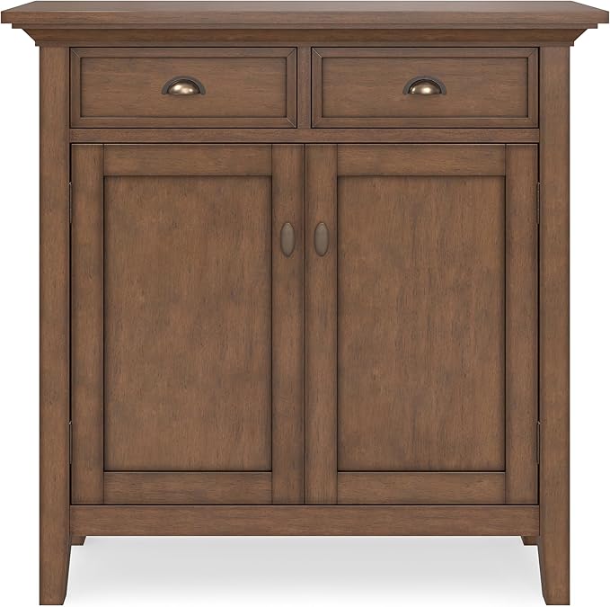 SIMPLIHOME Redmond SOLID WOOD 36 inch Wide Transitional Entryway Storage Cabinet in Rustic Natural Aged Brown for the Living Room, Entryway and Family Room