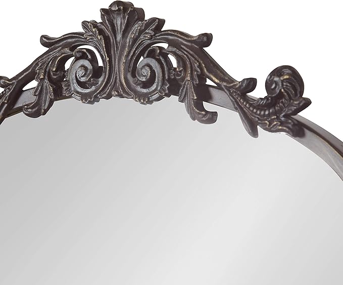 Kate and Laurel Arendahl Traditional Arch Mirror, 19 x 30.75, Antique Bronze, Baroque Inspired Wall Decor