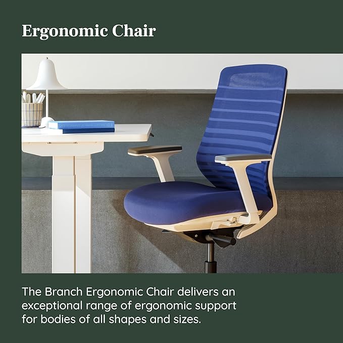 Branch Ergonomic Chair - A Versatile Desk Chair with Adjustable Lumbar Support, Breathable Mesh Backrest, and Smooth Wheels - Experience Optimal Comfort and Support - Baltic