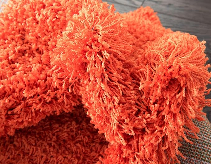 Unique Loom Solid Shag Collection Area Rug (2' 6" x 16' 5" Runner, Tiger Orange)