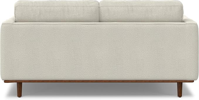 SIMPLIHOME Morrison 72-inch Wide Sofa in Cream White Woven-Blend Fabric, Handcrafted Mid-Century Modern Loveseat for Living Room or Family Room, Single Bench Cushion, Bolster Pillows