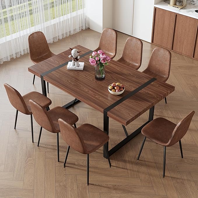 9 Piece Dining Table Set,Dining Room Table Set for 8,71'' Kitchen Table and Modern Chairs Set of 8,8 Chair Dining Table Set for Kitchen Dining Room