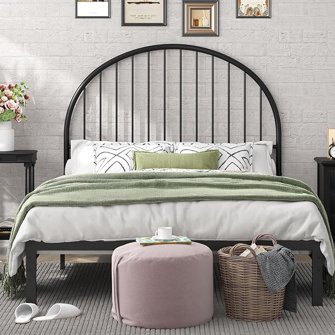Weehom Full Size Headboard Only, Wrought Iron Black Headboard Full, Vintage Metal Headboard with Height Adjustable, Farmhouse HeadBoard