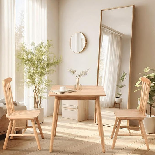 OGMILL 27.6" Small Square Dining Table for 2, Space-Saving Natural Kitchen Dinner Table Rustic Wood Mid Century Modern Table with Solid Wood Leg for Small Spaces
