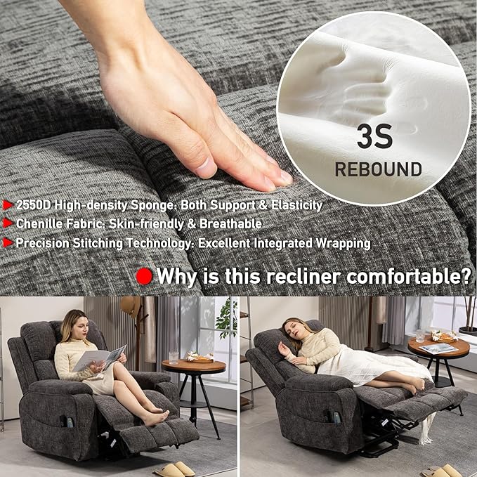 Lazy Boy Recliner Chair, Postoperative Recovery,Retractable 23'' Extra-Long Leg Support Lift Chair Hold up to 400lb,25.5'' Oversized Recliner seat for Big and Tall
