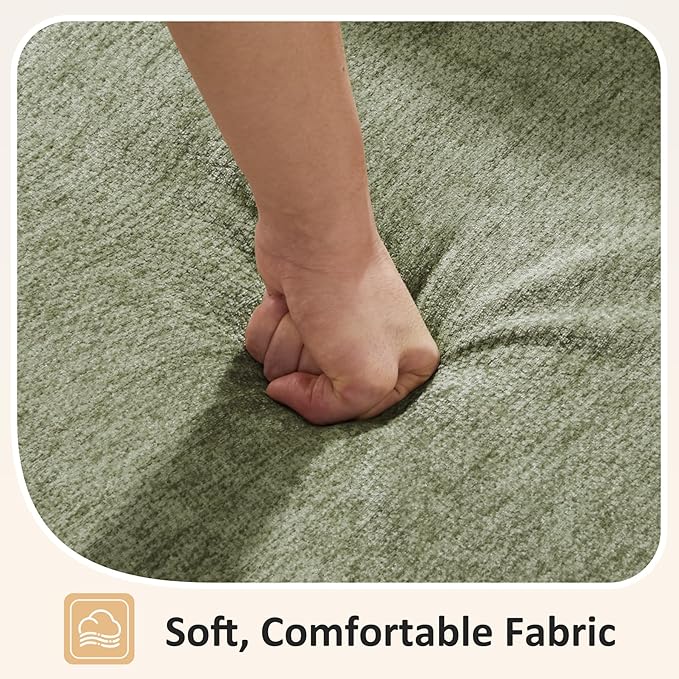VANOMi 5 Seat Cloud Couches for Living Room with Ottoman, Convertible Modular Sectional Sofa Bed, Chenille Cloud Sofas & Couches for Apartment, Office, Olive Green, Sofa Bed
