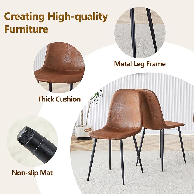 Dining Table Set for 6,Dinner Table Set for 6,71'' Kitchen Table and PU Leather Chairs Set of 6,6 Chair Dining Table Set for Kitchen Dining Room