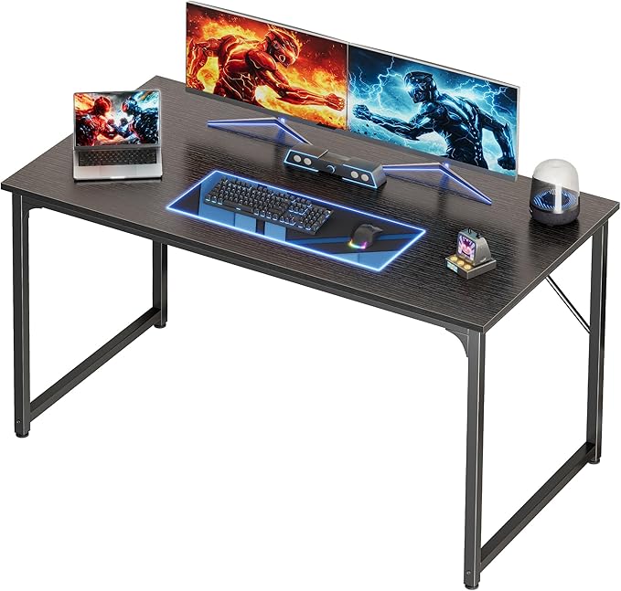 PRAISUN 47 X 24 Inch Computer Desk with Deeper Desktop, Gaming Office Writing Work Desk for Home Office, Study, Bedroom, Work from Home, Metal Frame, Black