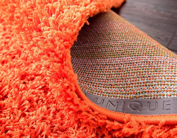 Unique Loom Solid Shag Collection Area Rug (10' x 13' Rectangle, Tiger Orange)