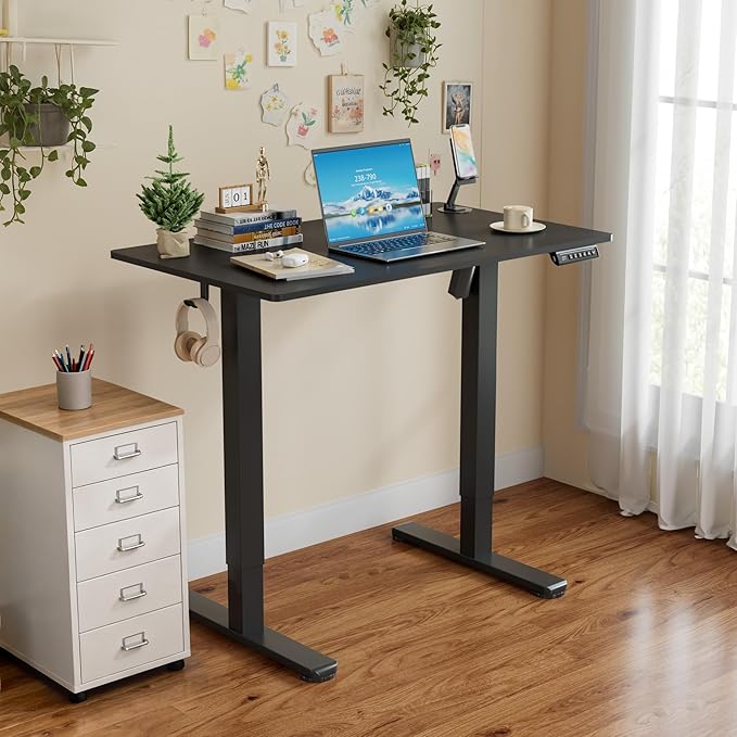 Homall Height Adjustable Electric Standing Desk, Memory Stand up Desk with Headphone Hook, Home Office Desks with Splice Board