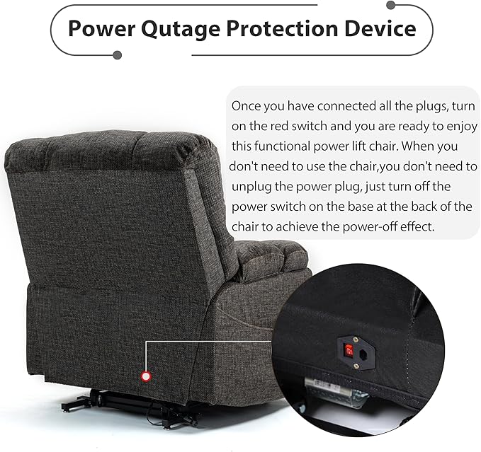 Oversized Zero Gravity Power Lift Recliner Chair for Elderly Adults Big Man Electric Lay Flat Recliner Triple Motor with Heat and Massage, Adjustable Seat Height, Arm Storage, Cup Holder