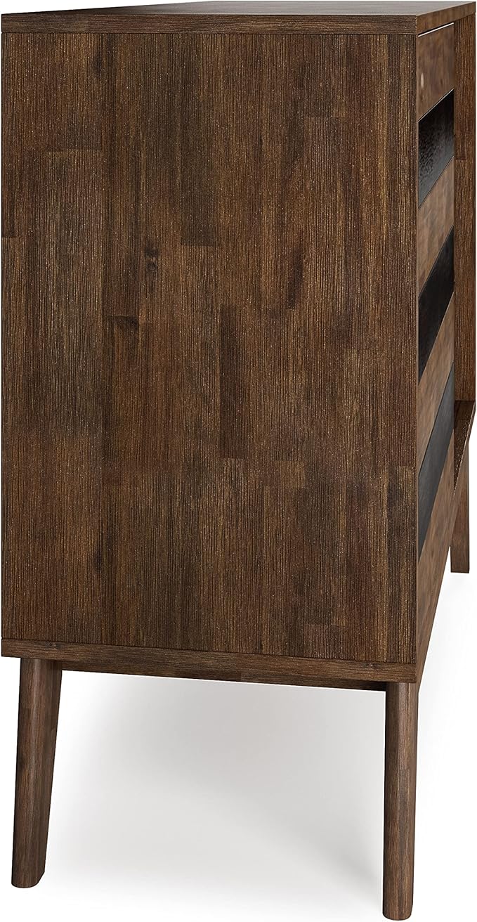 SIMPLIHOME Clarkson SOLID ACACIA WOOD 48 inch Wide Mid Century Medium Storage in Rustic Natural Aged Brown for the Living Room, Entryway and Family Room
