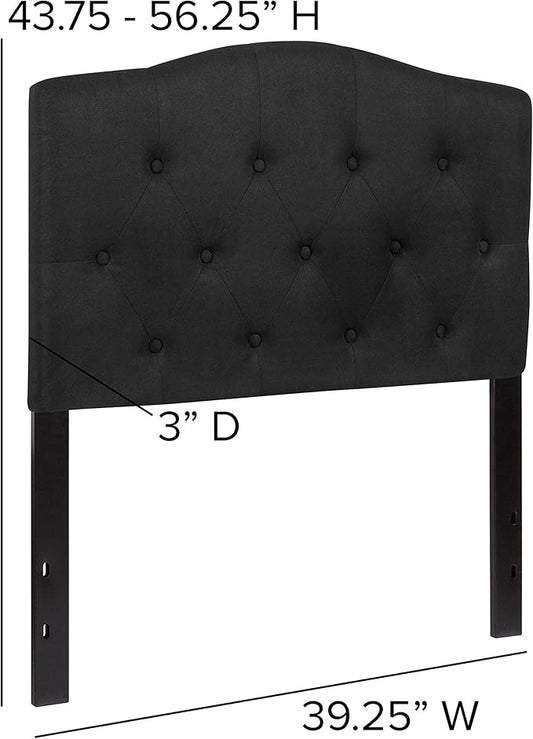 BizChair Tufted Upholstered Twin Size Headboard in Black Fabric