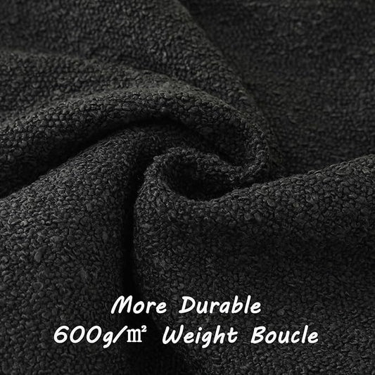 FUTEI Pack of 2 Black Decorative Throw Pillow Covers 12x20 Inch Soft Cozy Solid Boucle Textured Lumbar Pillow Cases,Modern Home Decor for Couch Bed Living Room