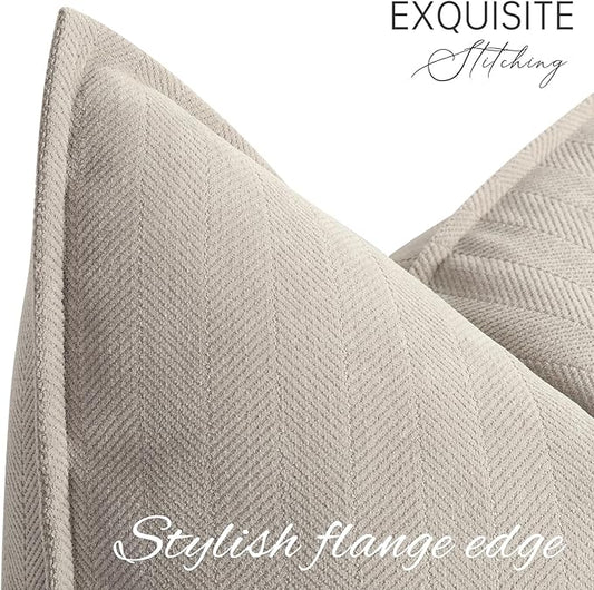 ZWJD Gray Pillow Covers 24x24 Set of 2 Chenille Pillow Covers with Elegant Design Soft and Luxurious Decorative Throw Pillows for Couch, Bed, and Home Decor