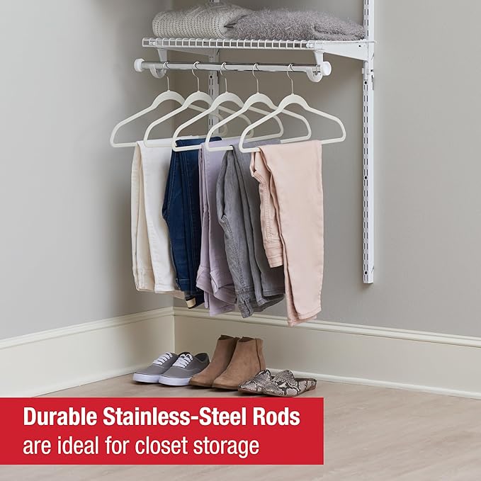 Rubbermaid Configurations Custom Closet Kit 2-4 Ft. Adjustable Metal Wire Shelving White Finish Expandable Organization System Hardware Included for Home Closet/Pantry/Laundry/Mudroom