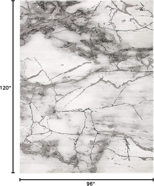 SAFAVIEH Craft Collection Area Rug - 8' x 10', Grey & Silver, Modern Abstract Design, Non-Shedding & Easy Care, Ideal for High Traffic Areas in Living Room, Bedroom (CFT877G)