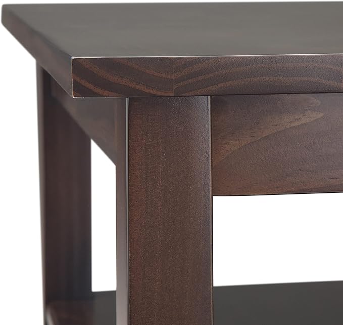 SIMPLIHOME Warm Shaker SOLID WOOD 14 inch Wide Rectangle Transitional Narrow Side Table in Tobacco Brown for the Living Room and Bedroom
