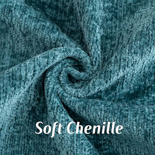 FUTEI Teal Chenille Throw Pillow Covers 18x18 Inch Set of 2,Soft Cozy Bound Edge Design Cushion Case,Home Decor for Couch Bed Living Room