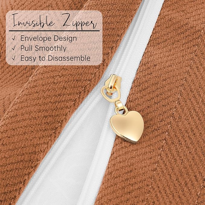 ZWJD Orange Pillow Covers 16x16 Set of 2 Chenille Throw Pillow Covers with Elegant Design Soft and Luxurious Decorative Throw Pillows for Couch, Bed, and Home Decor