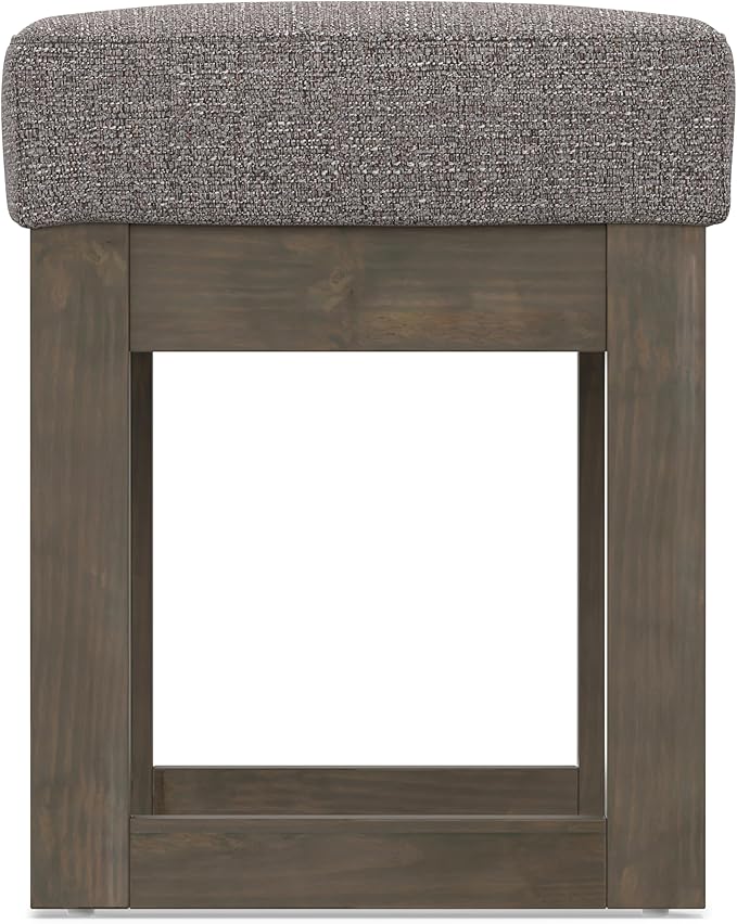 SIMPLIHOME Milltown 27 inch Wide Contemporary Rectangle Footstool Ottoman Bench in Pebble Grey Tweed Look Fabric, Assembled, for the Living Room and Bedroom