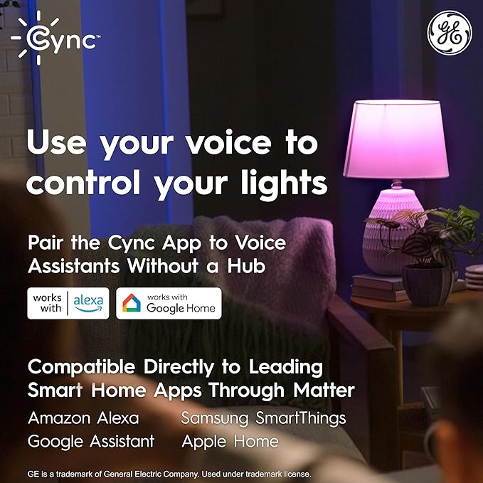Cync GE Reveal Wafer Smart LED Downlight, Color Changing Lights, Matter Compatible, Compatible with Alexa and Google Home, No Recessed Housing Required, 6 Inches, 75W, 1000 Lumens, (3 Pack)