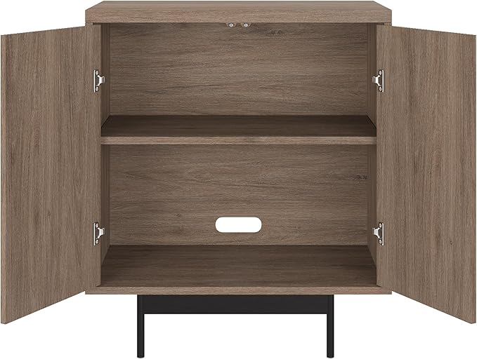 Henn&Hart 28" Fluted Wooden Accent Cabinet, Modern Ribbed Sideboard Buffet Cabinet with 2 Doors and an Adjustable Shelf for Living Room, Dining Room, Bedroom or Entryway, Antiqued Gray Oak