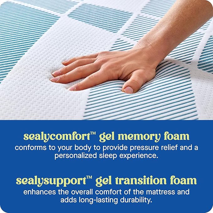 Sealy Dreamlife 8” Foam Mattress-in-a-Box, Twin XL, SealyComfort Gel Memory Foam, Surface-Guard Technology, Breathable Comfort