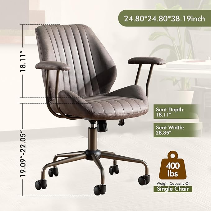 High Back Office Chair,Modern Swivel Office Chair,Black Suede Fabric Gaming Chair,Height Adjustable Home Office Desk Chair with Lumbar Support