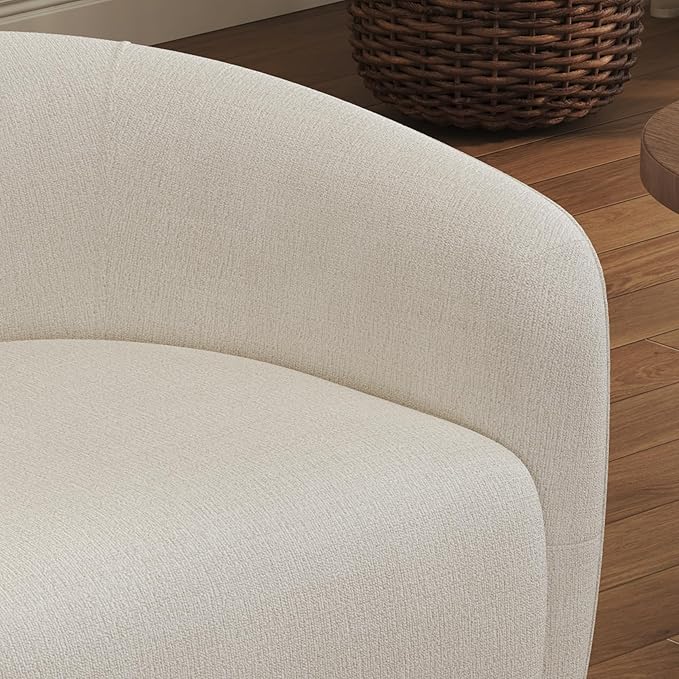 Leyu&Hafort Swivel Accent Chair, Upholstered Reading Armchair, Modern Living Room Chair, Club Living Room Chair for Bedroom, Office, Study, Apartment (Beige)