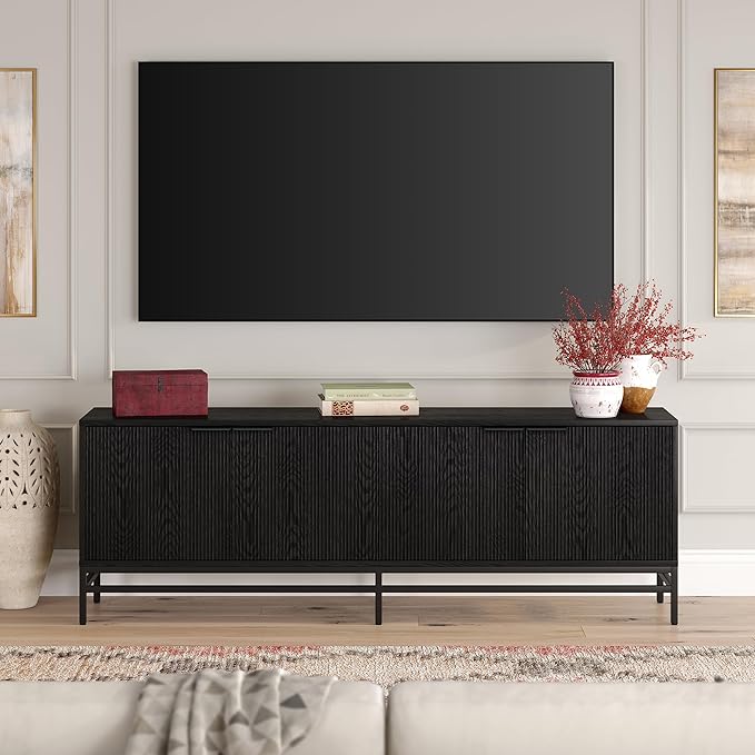 Henn&Hart Montello TV Stand, 70" Wide, Black