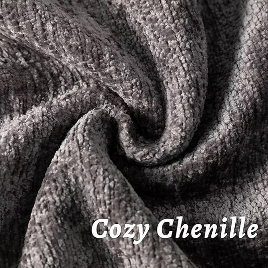 Grey Decorative Throw Pillow Covers 22x22 Inch Set of 2 Cozy Soild Chenille Cushion Cases Soft Textured Square Couch Pillows Cover Boho Accent Farmhouse Pillowcases for Sofa Bed