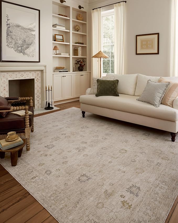 Loloi Chris Loves Julia Louisa Collection LOI-01 Oatmeal/Stone 2'-3" x 3'-10", .38" Pile Height, Accent Rug