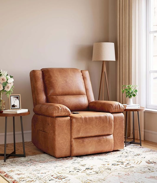 GarveeHome Oversized Wide Power Lift Recliner Chair - Heat and Massage, PU Leather, Adjustable Back and Legs, Electric Lift Chair Designed for The Elderly and People with Mobility impaired