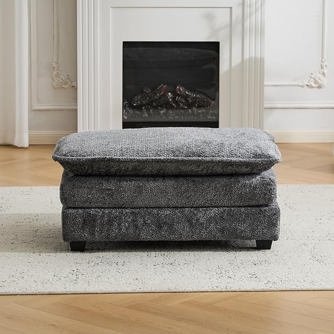 Ottoman for Modular Sectional Sofa, Deep Seat Ottoman for Living Room, Bedroom and Entrance (Grey)