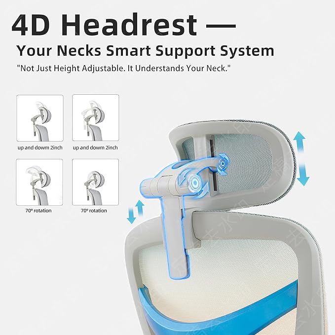 Ergonomic Home Office Desk Chair with Massage Lumbar Support,4D Headrest & 5D Armrests, Reclining Big and Tall 400LBS Mesh Chair with Footrest,Adjustable Back High and Seat Depth(Gray Rainbow)