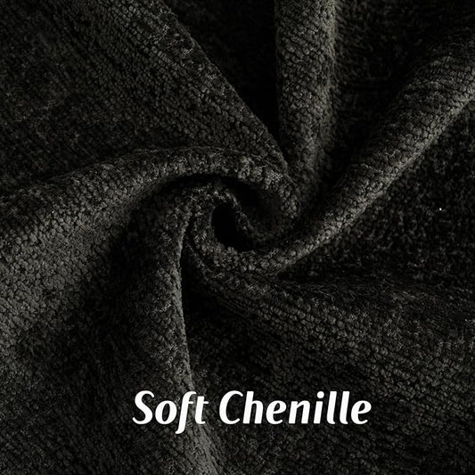 FUTEI Black Chenille Throw Pillow Covers 12x20 Inch Set of 2,Soft Cozy Bound Edge Design Lumbar Pillow Cases,Home Decor for Couch Bed Living Room