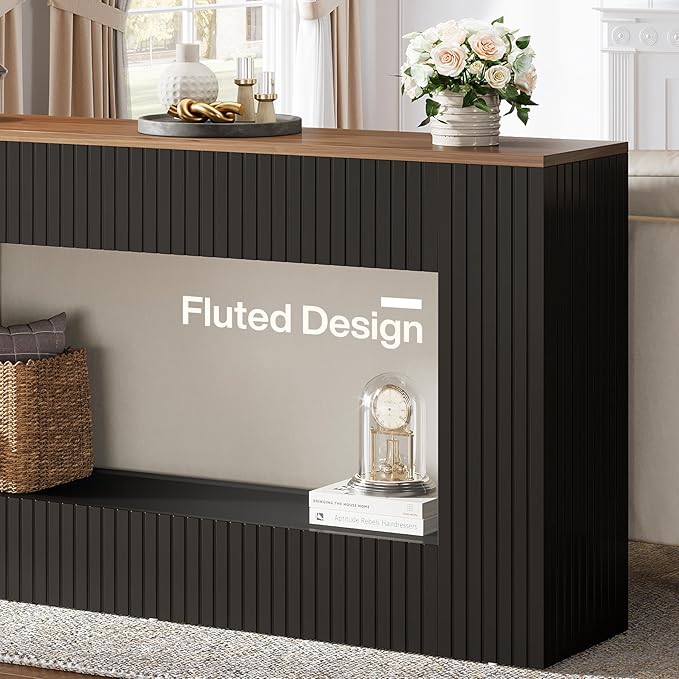 Tribesigns 55" Entryway Table, Modern Console Table with 2-Tier Storage, Narrow Sofa Furniture for Living Room, Entrance, Hallway, Black