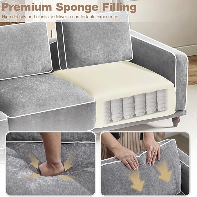 80" Loveseat Sofa Cloud Modular Sectional Couch,Deep Love Seat Couch with Armrests Wooden Legs,2 Seater Comfy Thicked Cushion Upholstered Sofa for Living Room Bedroom,Light Grey