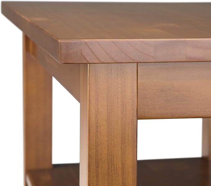 SIMPLIHOME Warm Shaker SOLID WOOD 14 inch Wide Rectangle Transitional Narrow Side Table in Light Golden Brown for the Living Room and Bedroom