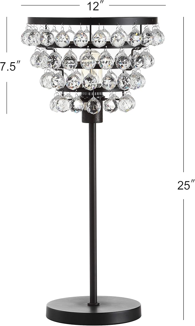 JONATHAN Y JYL9004A Buckingham 25" Crystal/Metal Table Lamp Modern Contemporary Bedside Desk Nightstand Lamp for Bedroom Living Room Office College Bookcase, Bronze