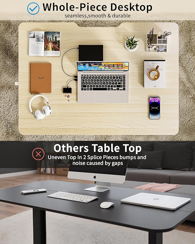Okin Small Electric Standing Desk, 36" x 24" Whole Piece Height Adjustable Desk, Oak Sit to Stand Computer Workstation with Wheels for Home Office