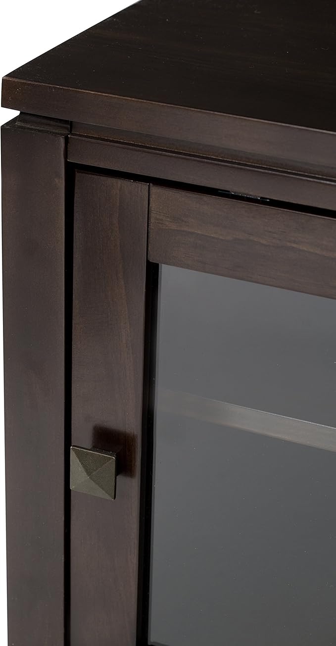 SIMPLIHOME Cosmopolitan SOLID WOOD 36 Inch Wide Contemporary Medium Storage Cabinet in Mahogany Brown, For the Living Room, Entryway and Family Room