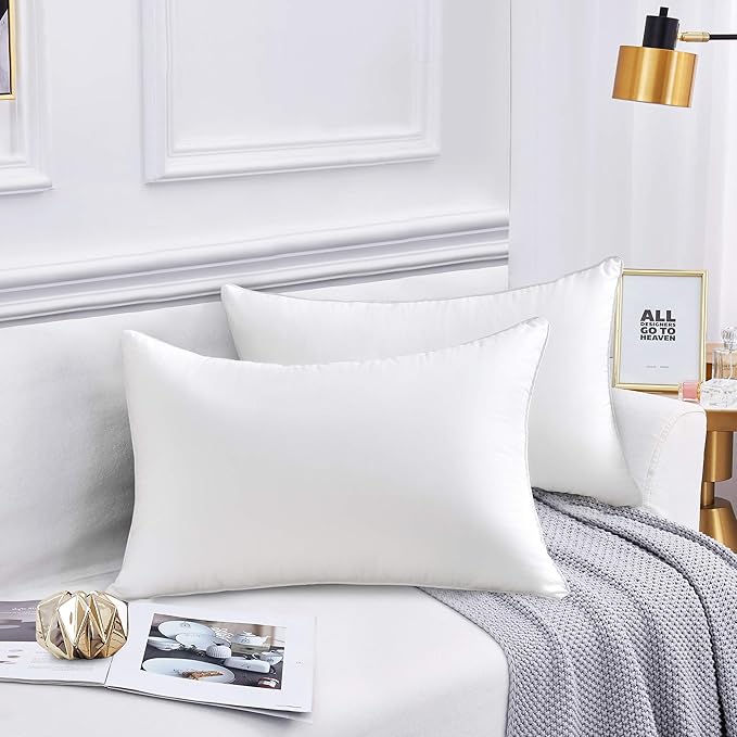 Leeden 12 x 20 Pillow Inserts (Set of 2) - Throw Pillow Inserts with 100% Cotton Cover - Decorative Rectangle Interior Sofa Pillow Inserts with Zipper for Sofa, Couch and Home Decor- White