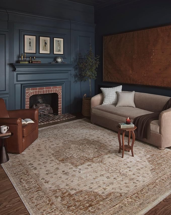 Loloi Magnolia Home by Joanna Gaines Junie Collection JUE-04 Natural/Clay 6'-7" x 9'-10", .38" Pile Height, Area Rug